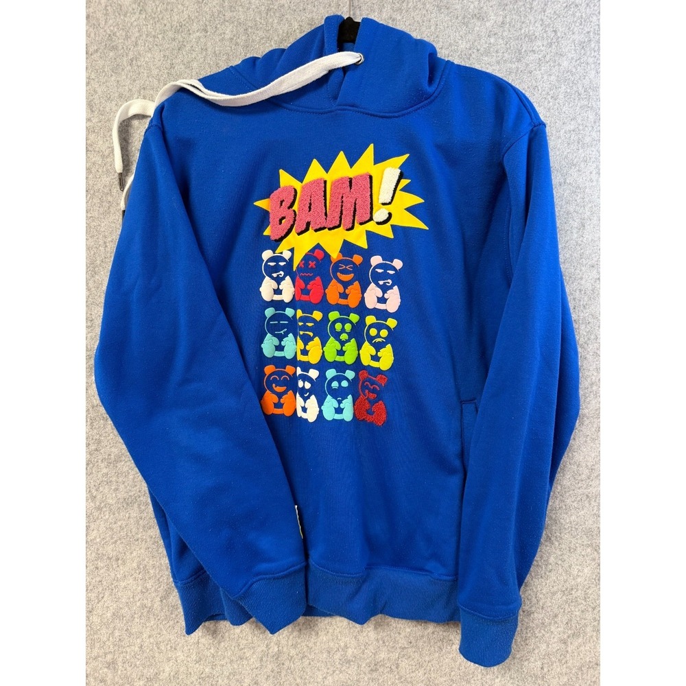 Bleecker & Mercer Mens Blue BAM‎ Teddy Bear Graphic Hoodie Sweatshirt Size M